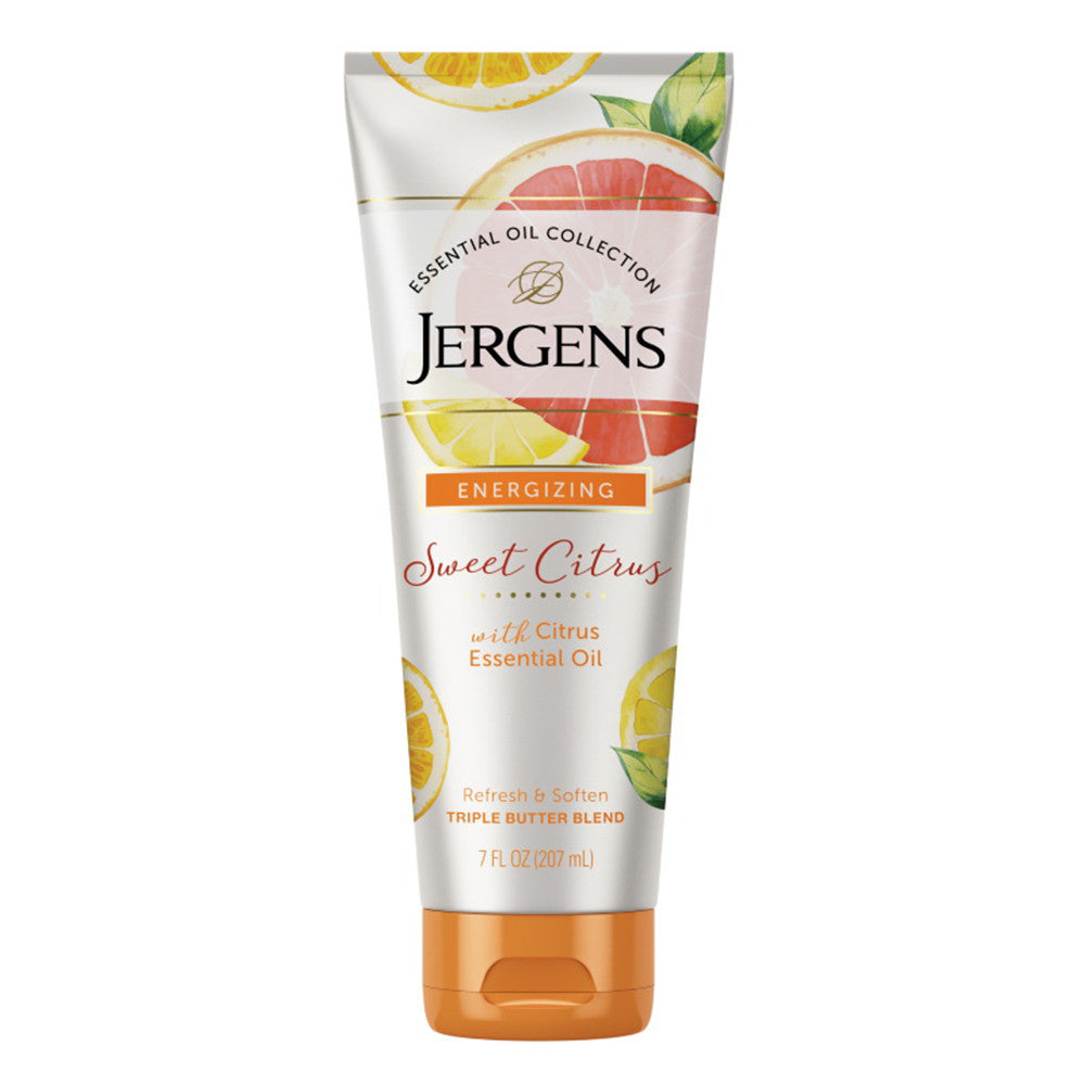 Jergens Energizing Sweet Citrus Essential Oil Body Butter Moisturizer, 7 Oz